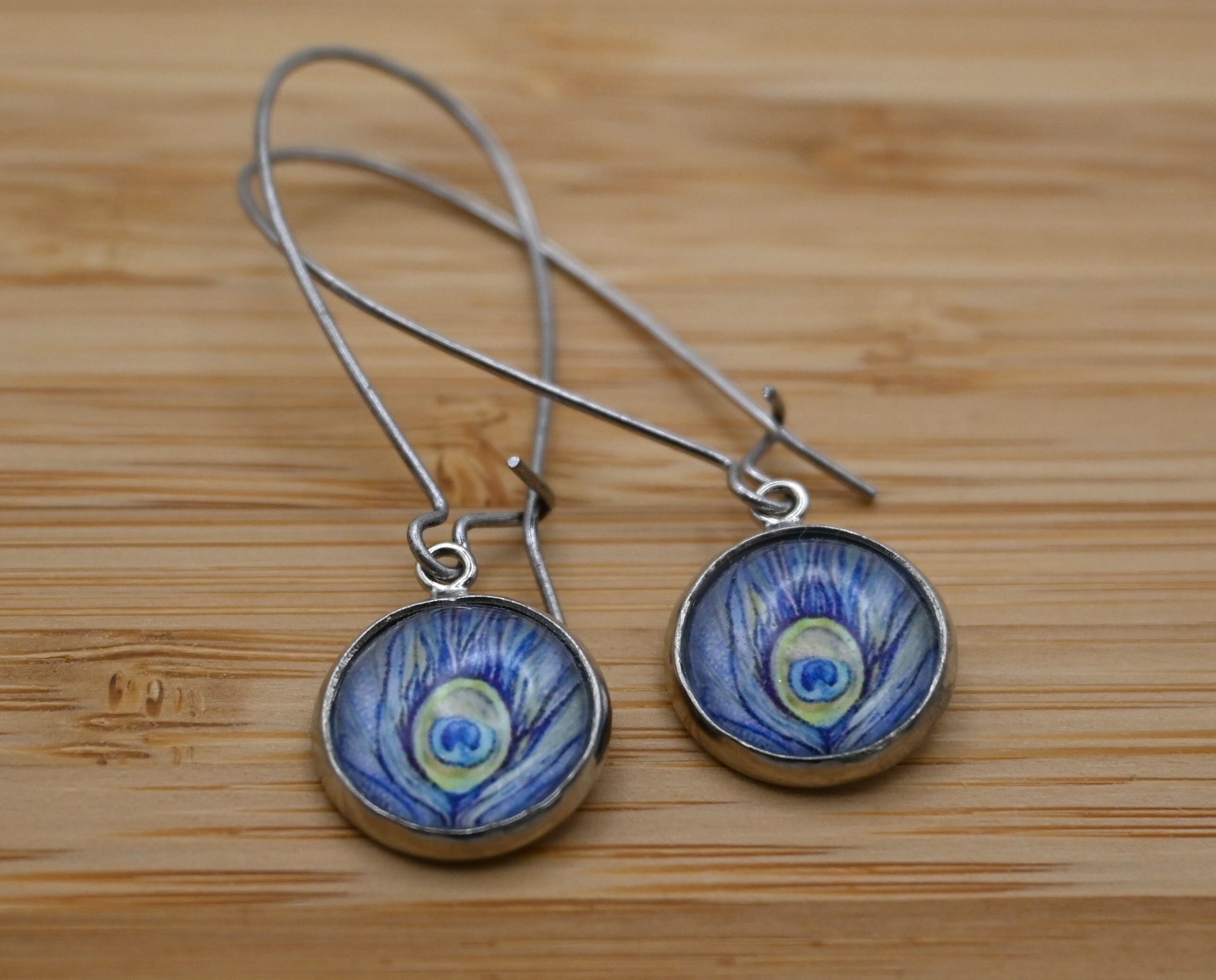 Oorbellen Pauwenveer blauw