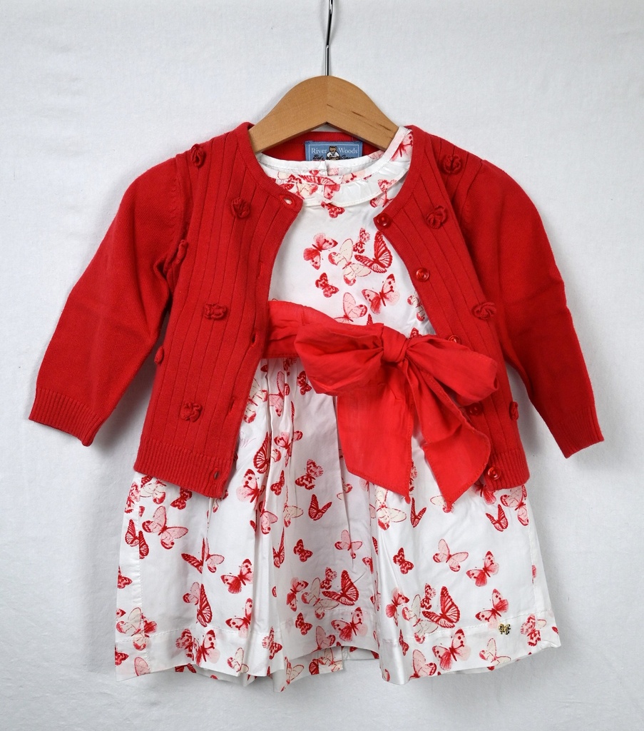 [LBO035] Jurk en cardigan, River Woods, 12 maanden